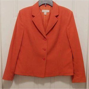 Petite Sophisticate Women's Tangerine Lined Wool Blend Blazer - Size 12